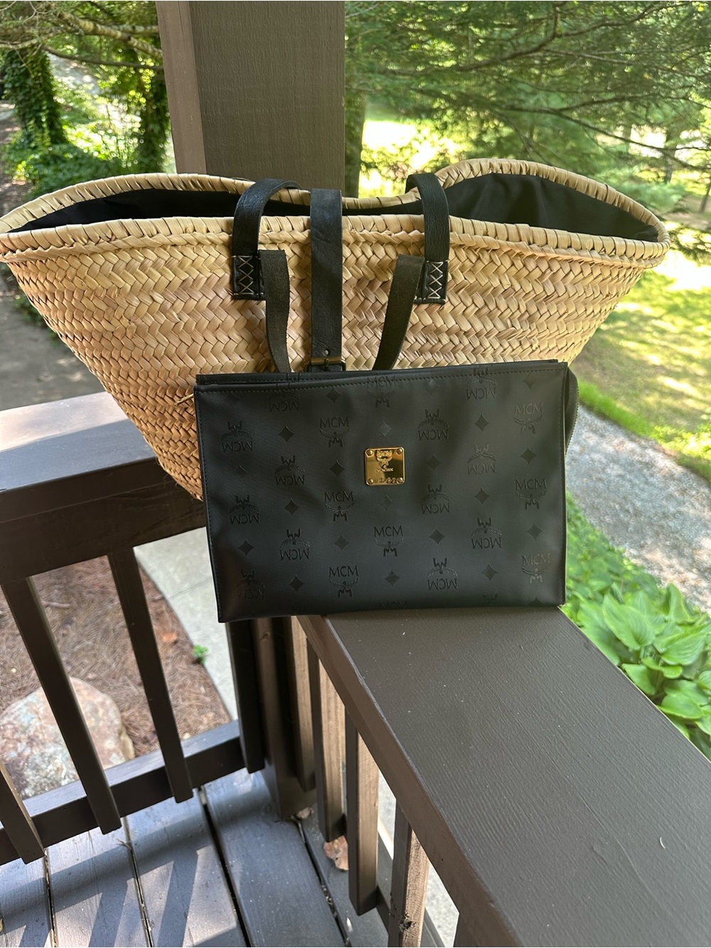 New Palm Leaf Basket with MCM Pouch